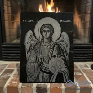 Икона на Свети Архангел Михаил върху черен гранит – вечен подарък